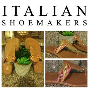 Italian Shoemakers Rainbow Woven Thong Sandals